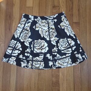 GB Gianni Bini Floral Black and Gold Women's  Paneled A-Line Mini Skirt Size M